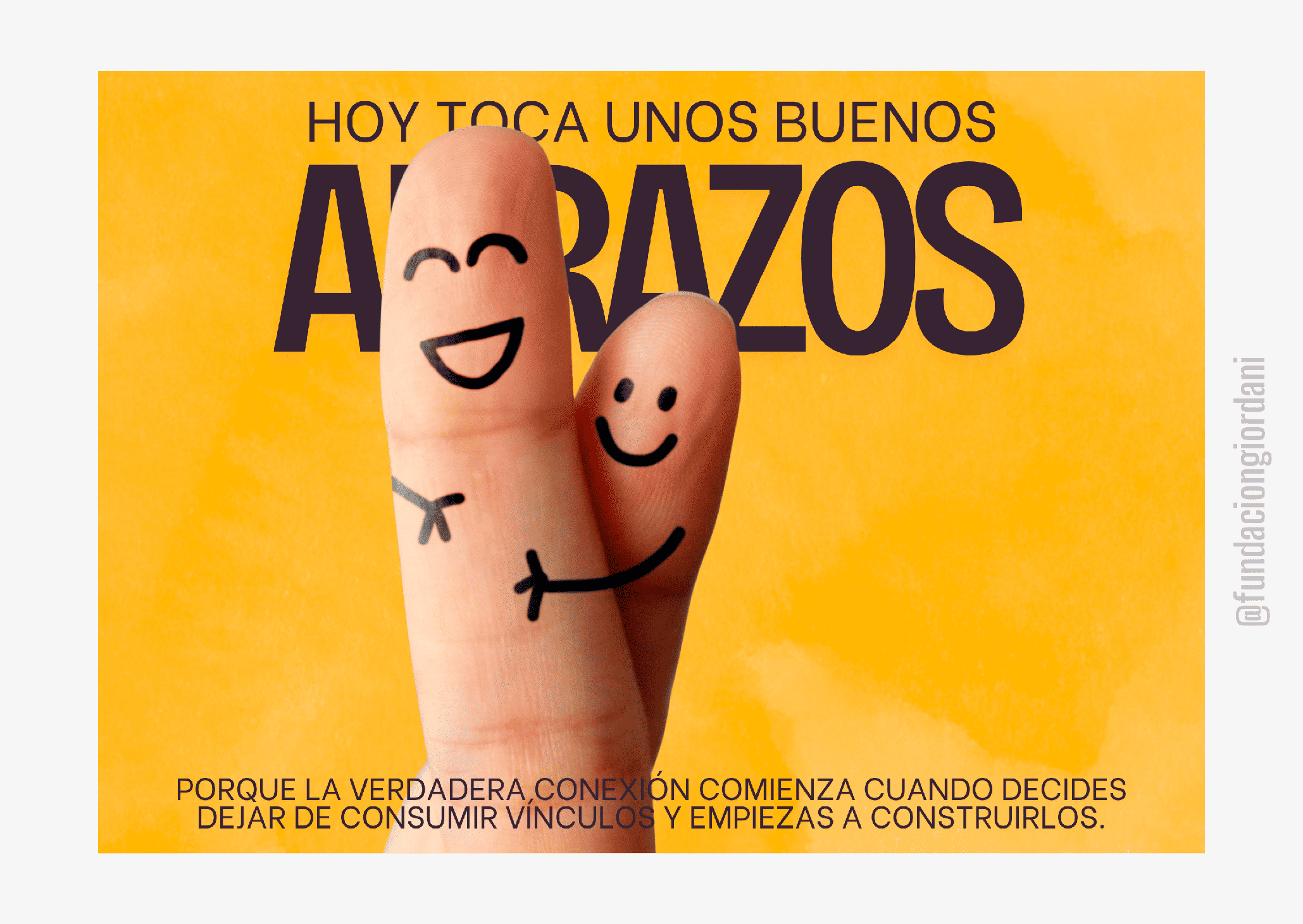 Dedos abrazándose con caras sonrientes dibujadas